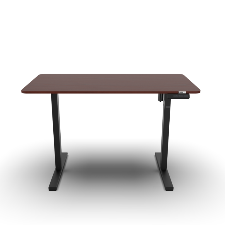 Height-Adjustable Smart Desk in Rich Mahogany Finish - Elegant and Ergonomic Desk for Enhanced Productivity