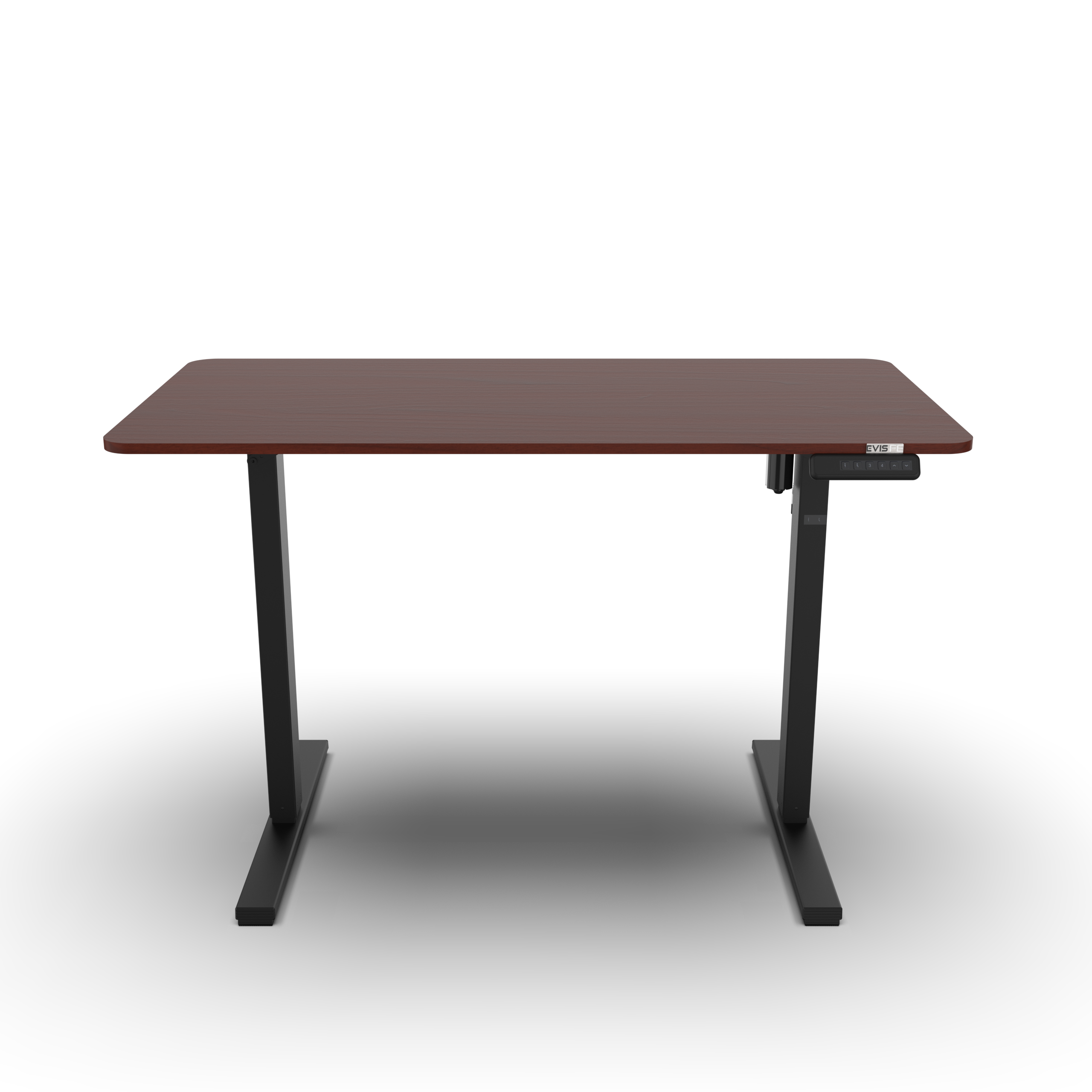 Height-Adjustable Smart Desk in Rich Mahogany Finish - Elegant and Ergonomic Desk for Enhanced Productivity